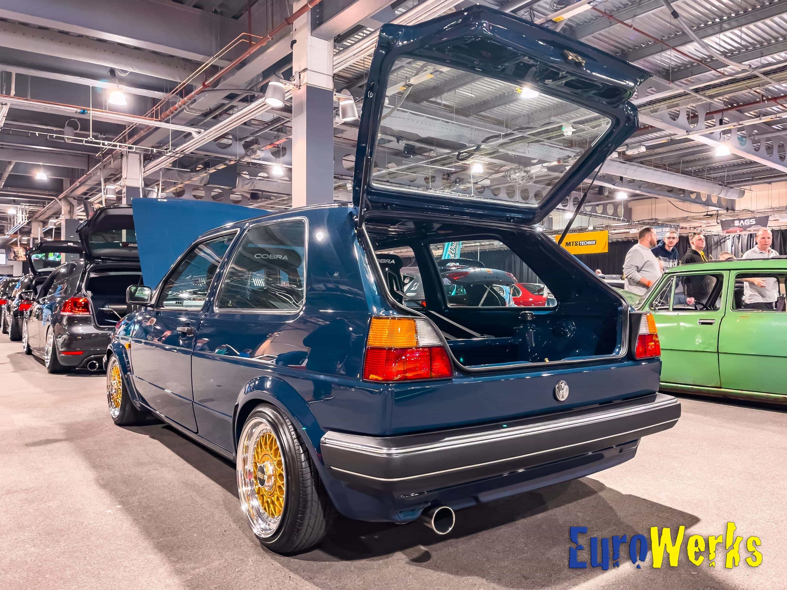 Blue MK2 Golf smaller bumper at Elsecar at the Races 2023